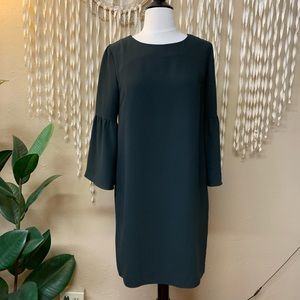 Amanda Uprichard Emerald Green Shift Dress XS Bell Sleeves